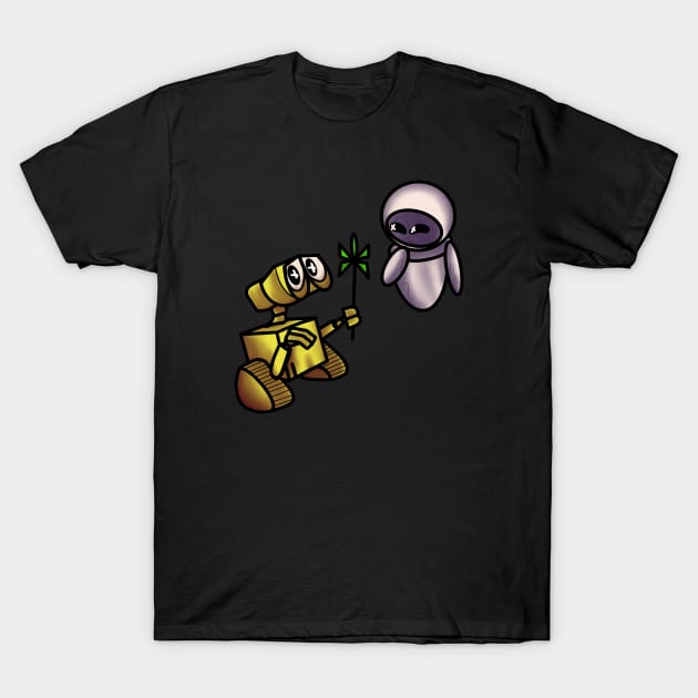 Wall-e and Eve Color sketch T-Shirt by Print Art Station